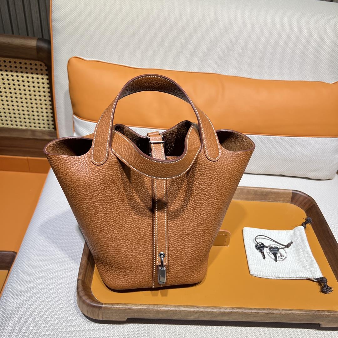 Picotin look 18 vegetable basket ck37 gold brown gold silver buckle purchasing level top grade facto