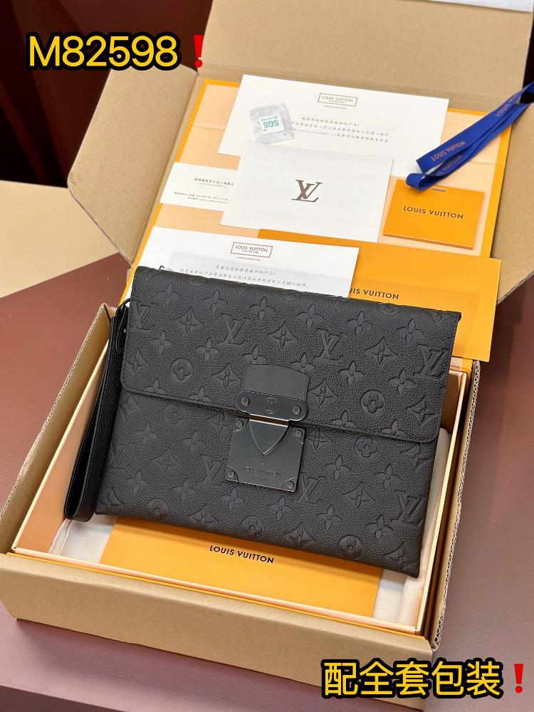 The upgraded version M82598 Black Flower Pochette SLock handbag features Monogram Eclipse canvas and leather trim and features SLock magnetic buckles
