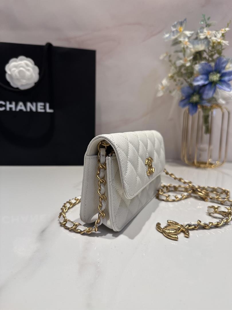 chanel 23b Adjustable Chain Mobile CaseCaviar shines under the light and the hardware log