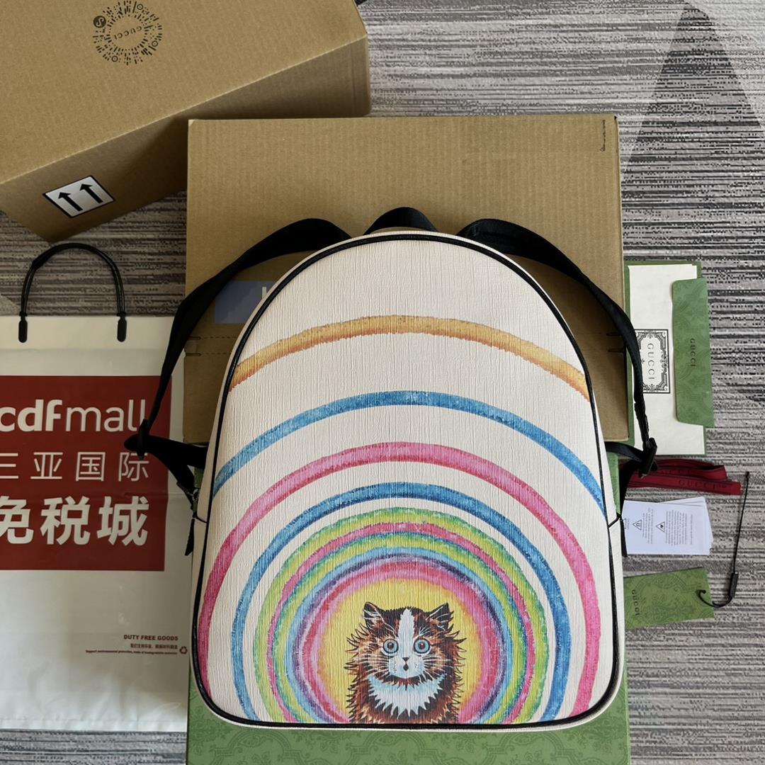 Equipped with a complete set of counter green packaging rainbow cat print backpacks inspired by sele