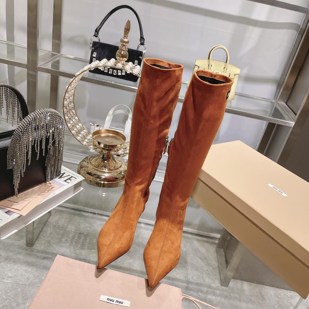 Long boots for appearance  Miu Miu runway style new spring boots for autumn and winter 2