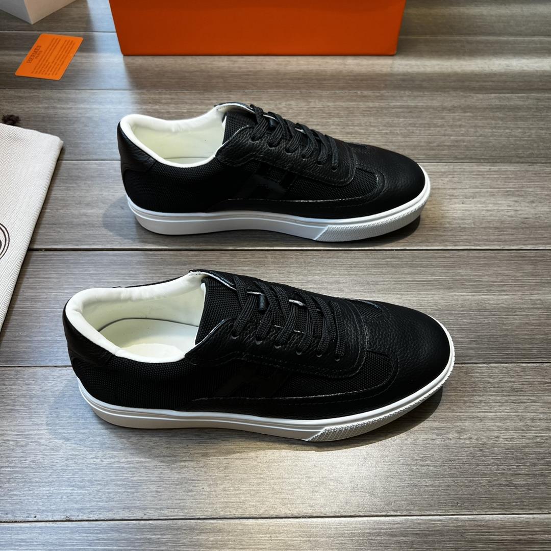 Hermes High quality original orderOriginal embossed calf leather high silk canvas shoe b
