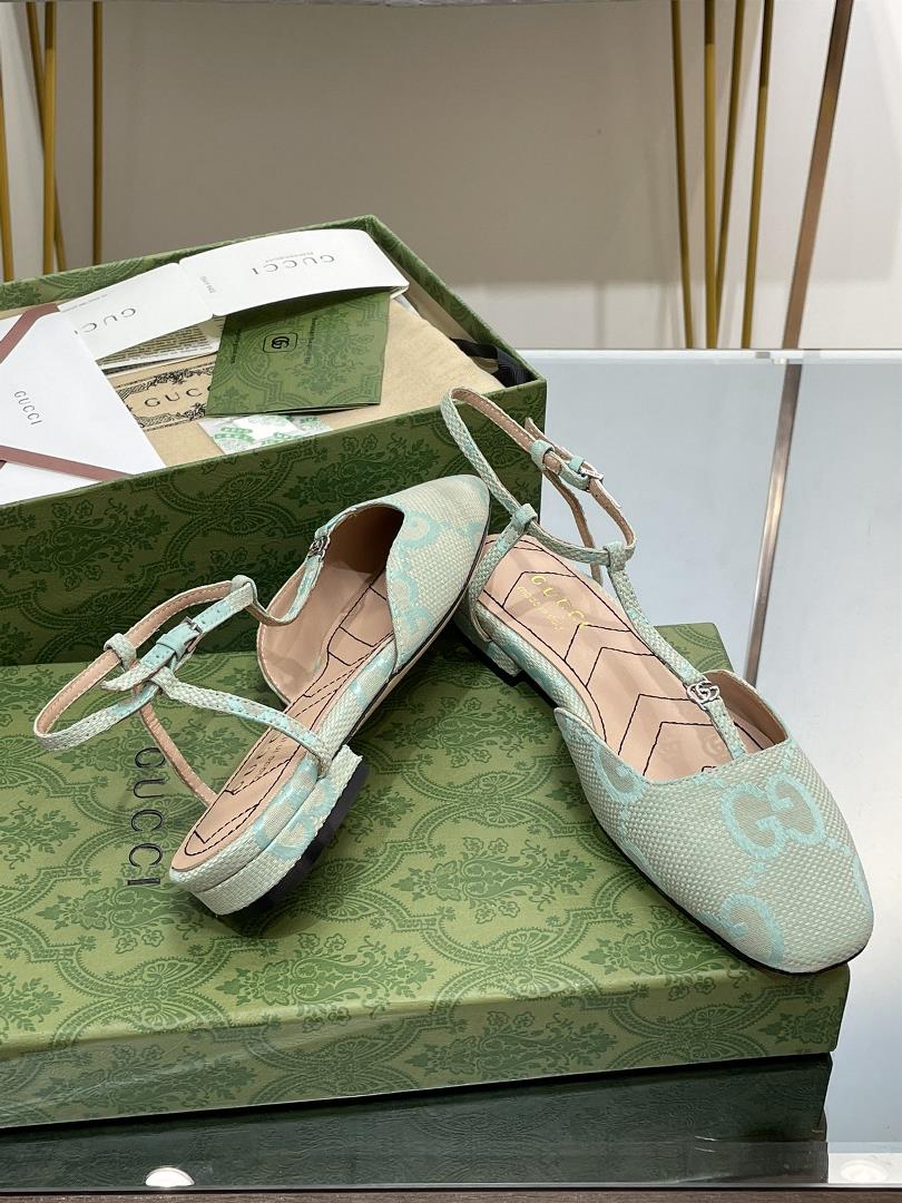 Gucci 2023 SpringSummer New Small Pair G Buckle Ballet Mary Jane Flat Shoes Embroidered a