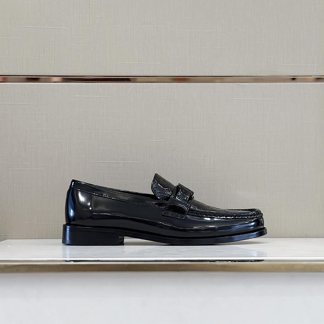 lv Family Major Handmade Lefon Shoes Leather Outsole in 2023 Fusion Lacquered Calf Leather