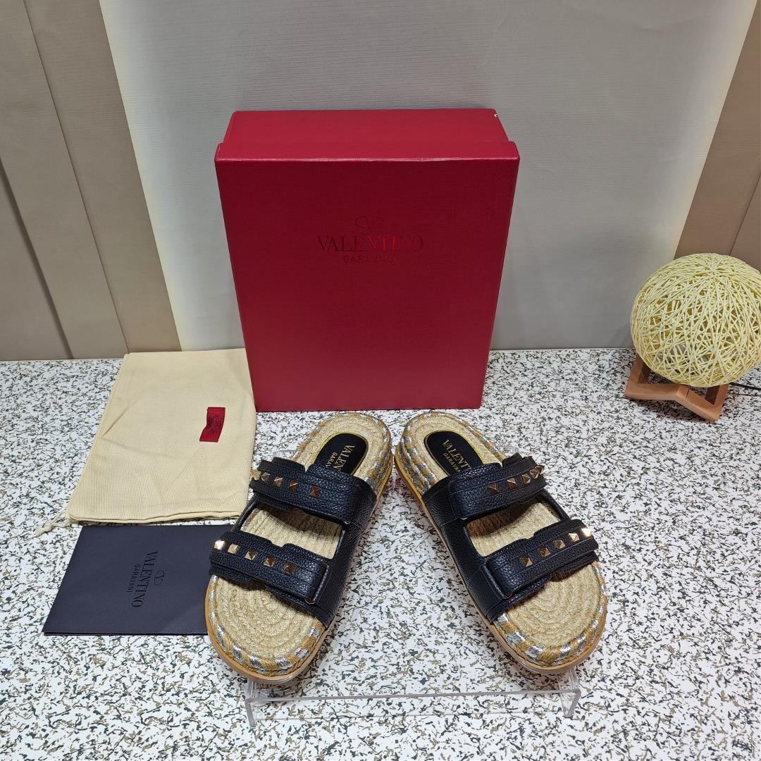 Original copy Valentino Valentino fishermans shoes hemp rope bottom slippers 2023 lates